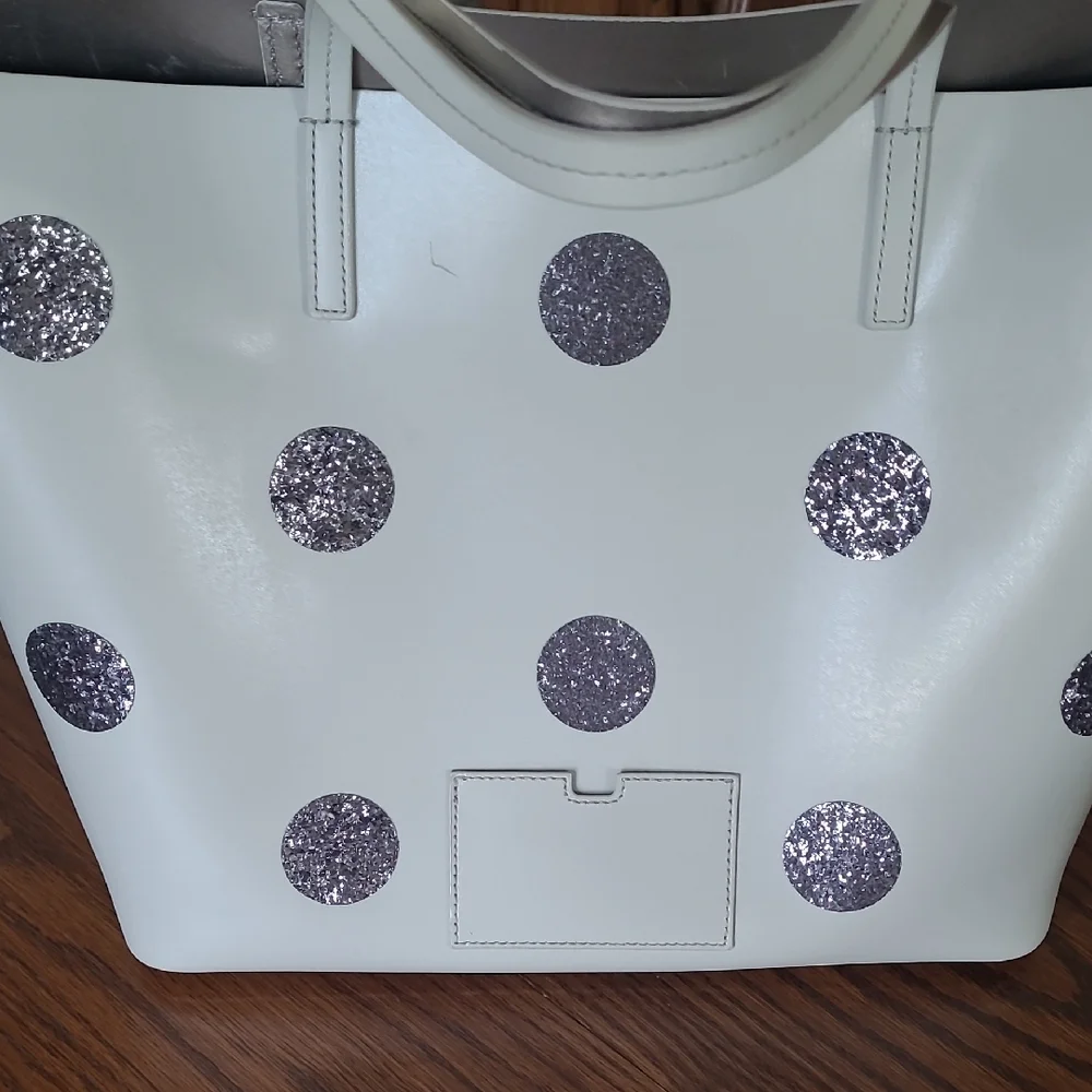 Kate Spade White Tote with Glittery Black Dots - Picture 2 of 4